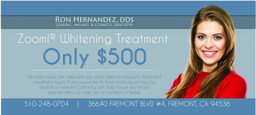 Zoom! whitening treatment for just $500 to brighten your smile